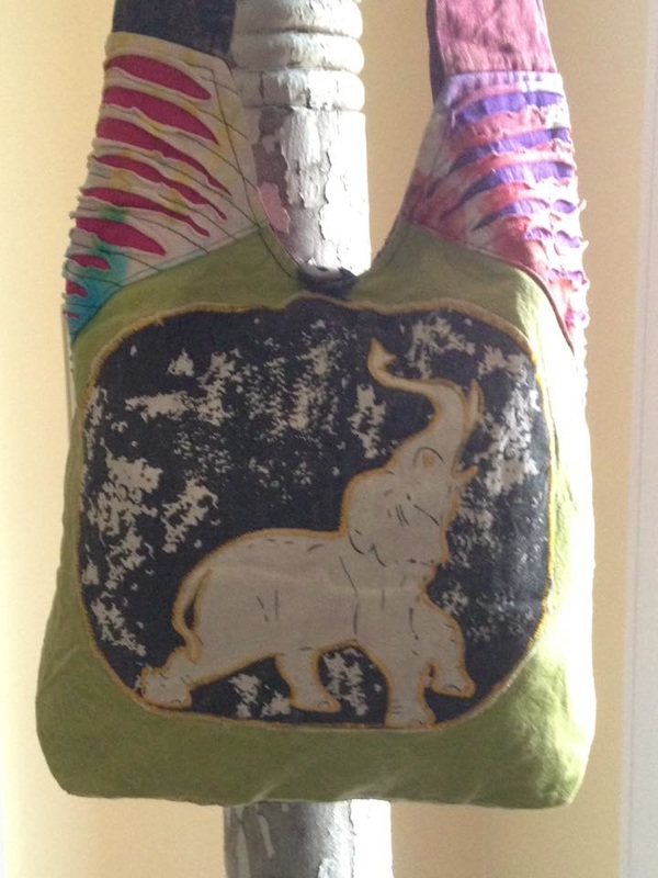 Crossbody Hippie Hobo Handbag Purse. Peace sign, razor cut, shredded, tie dye, ohm symbol. Elephant Crossbody Hippie Hobo Handbag Purse