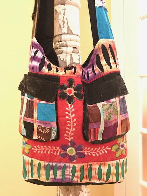 Crossbody Hippie Hobo Handbag Purse. Peace sign, razor cut, shredded, tie dye, ohm symbol. Crossbody Hippie Hobo Handbag Purse