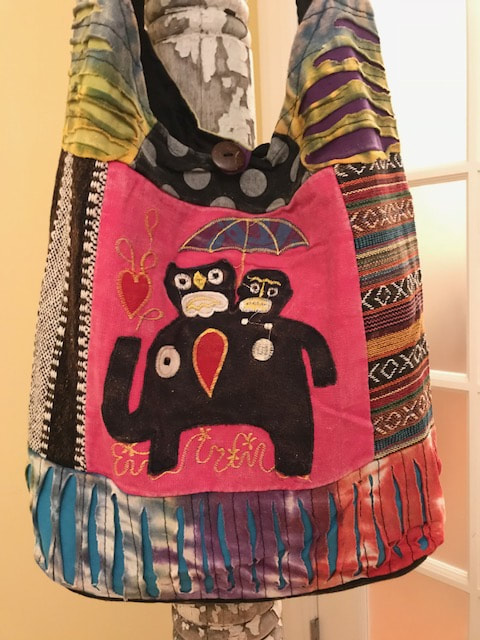Crossbody Hippie Hobo Handbag Purse. Peace sign, razor cut, shredded, tie dye, ohm symbol.